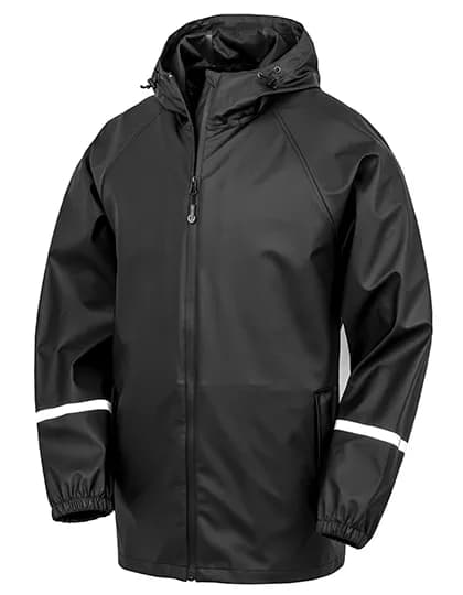 Prism PU Waterproof Jacket with Reflective Bands & Recycled Backing – Schwarz