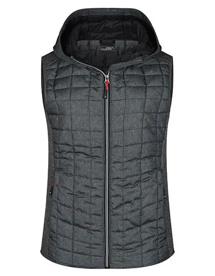 Ladies’ Knitted Hybrid Vest – Grau meliert / Anthrazit meliert