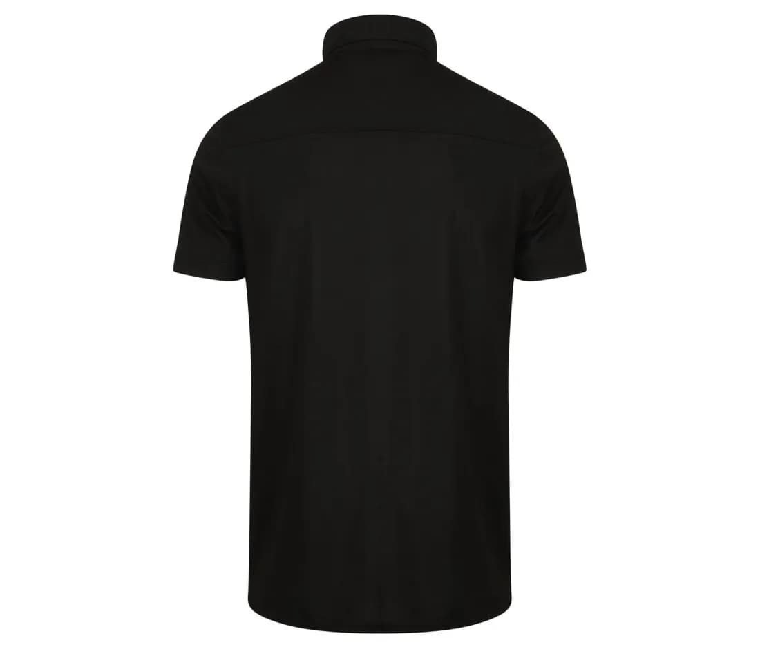 Herren Stretch-Poloshirt – Schwarz – Rückansicht