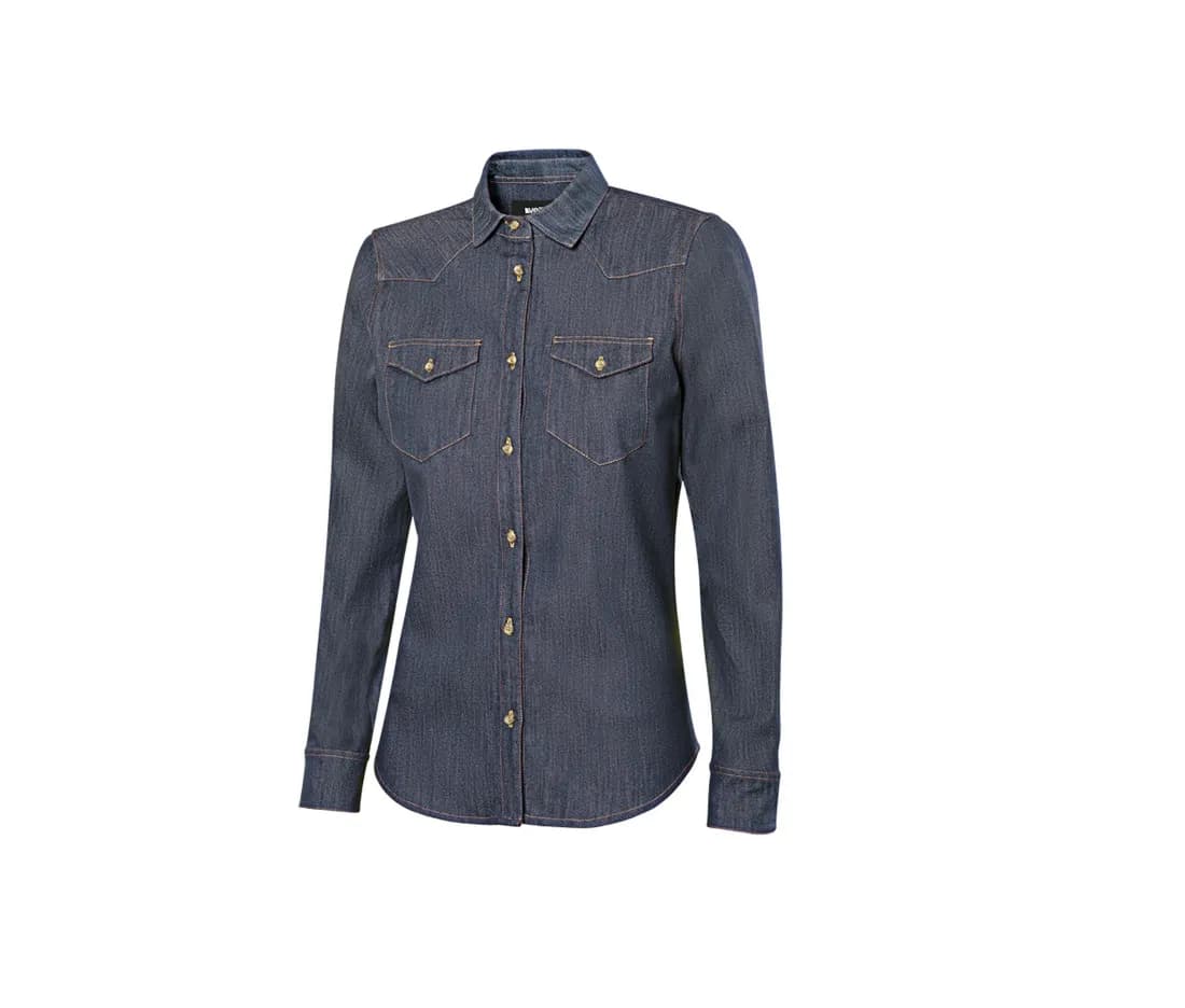 Damen Langarm-Jeanshemd mit Stretch – Denim