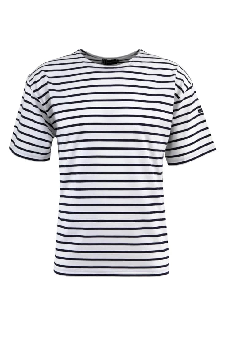 Shirt mit Kurzen Armeln im Marine-Stil – Weiss / Marine