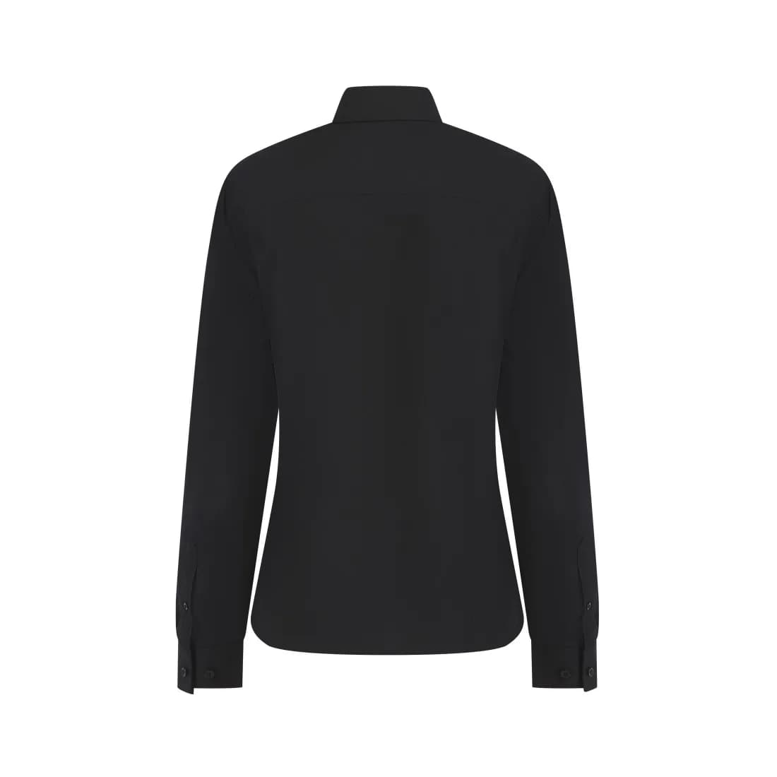 Damen Langarmbluse «Coolplus®» Baumwoll-Touch – Schwarz – Rückansicht