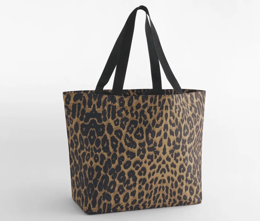 Grand sac shopping à motif léopard