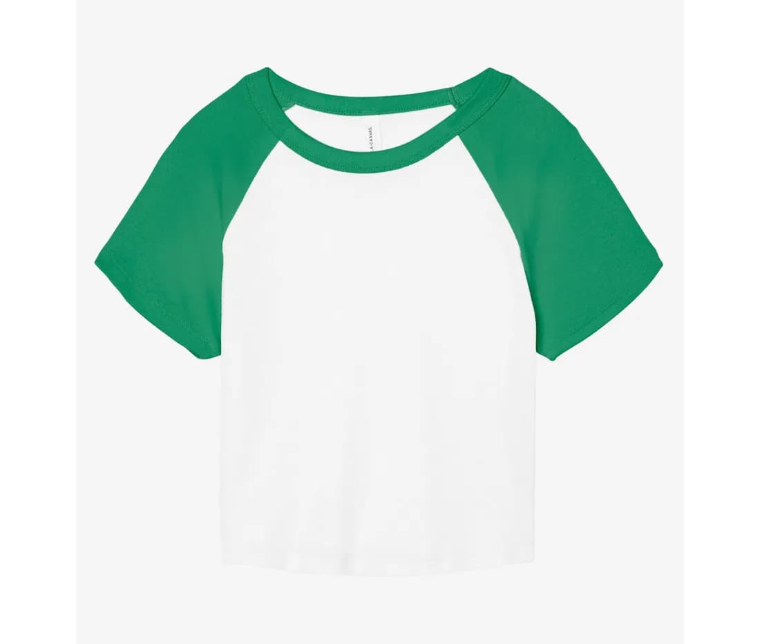 Damen Raglan-Baby-T-Shirt aus Mikroripp – Weiss / Hellgrün