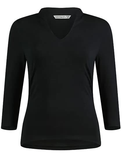 Regular Fit Mandarin Collar Top 3/4 Sleeve – Noir