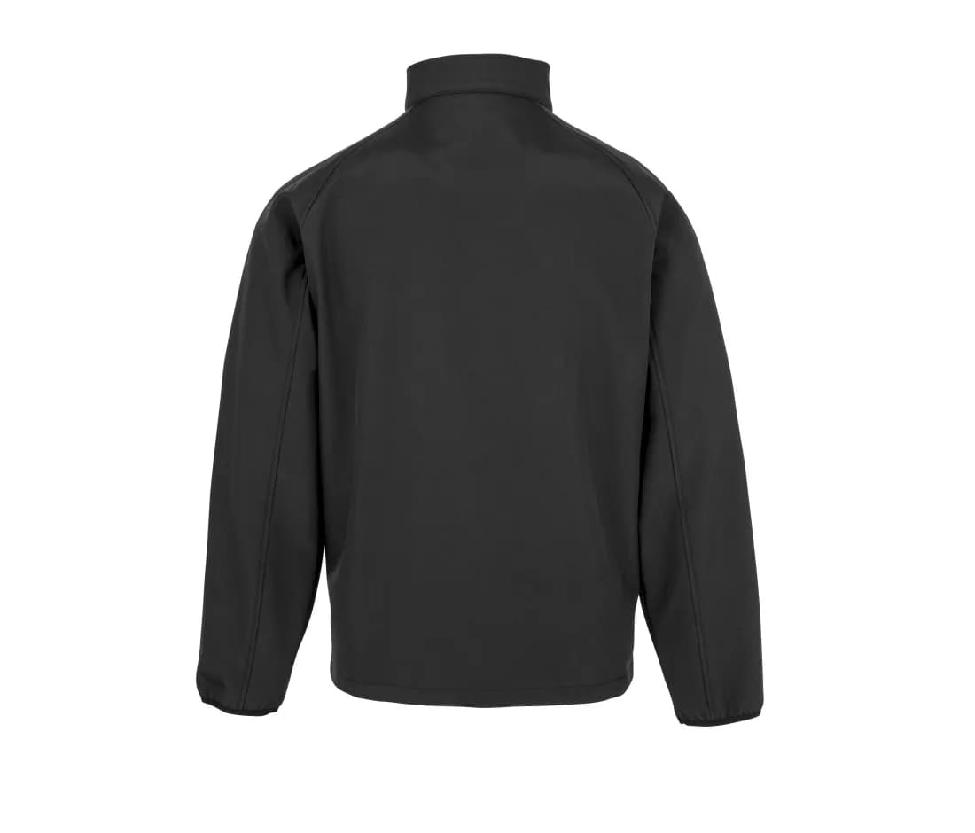 Kinder recycelte 2-Lagen-Softshelljacke, bedruckbar – Schwarz – Rückansicht