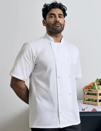 Studded Front Short Sleeve Chef’s Jacket