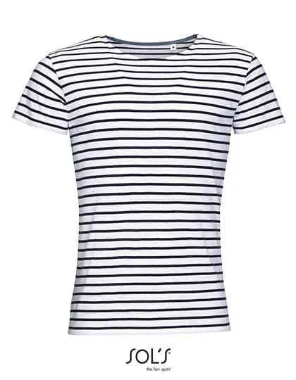 Men’s Round Neck Striped T-Shirt Miles – Weiss / Marine