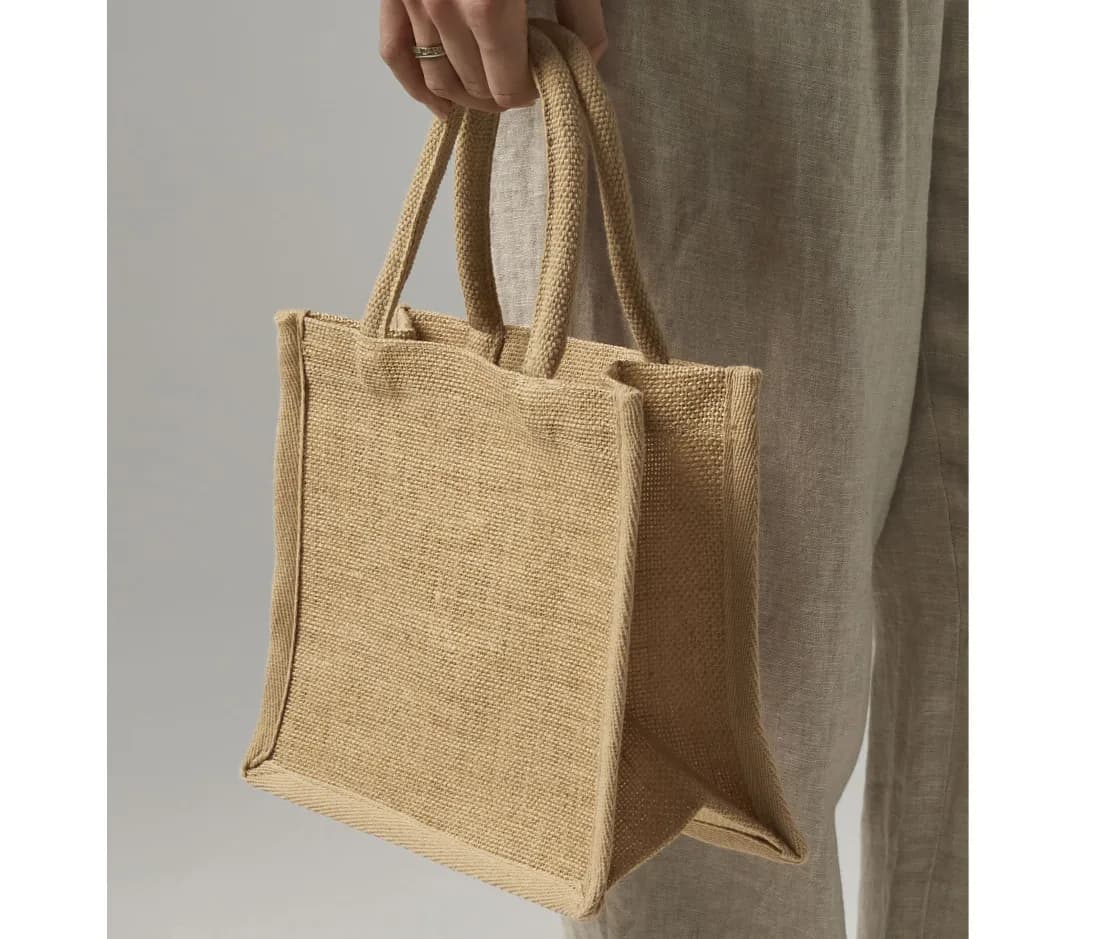 Natural Starched Jute Mini Gift Bag