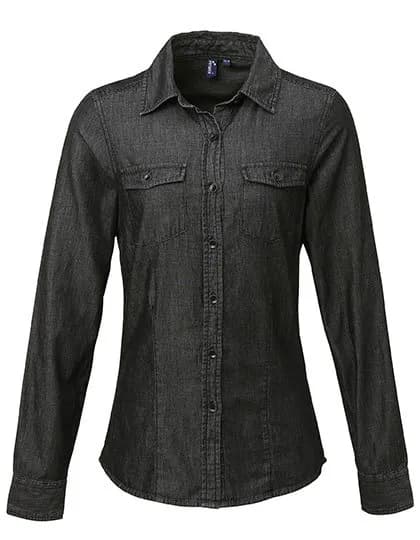 Women’s Jeans Stitch Denim Shirt – Schwarz