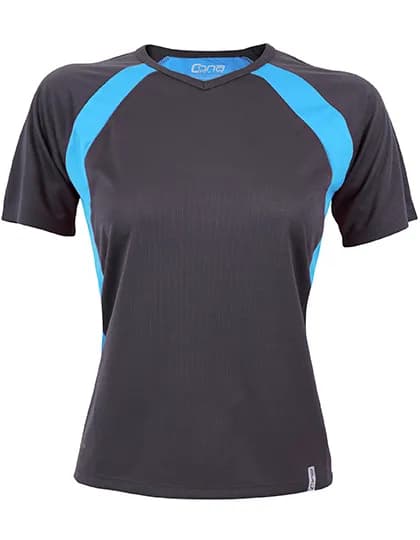 Ladies’ Pace Tech Tee – Anthrazit / Hellblau