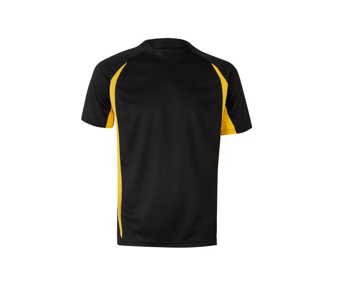 T-shirt technique bicolore – Noir / Jaune – vue de dos