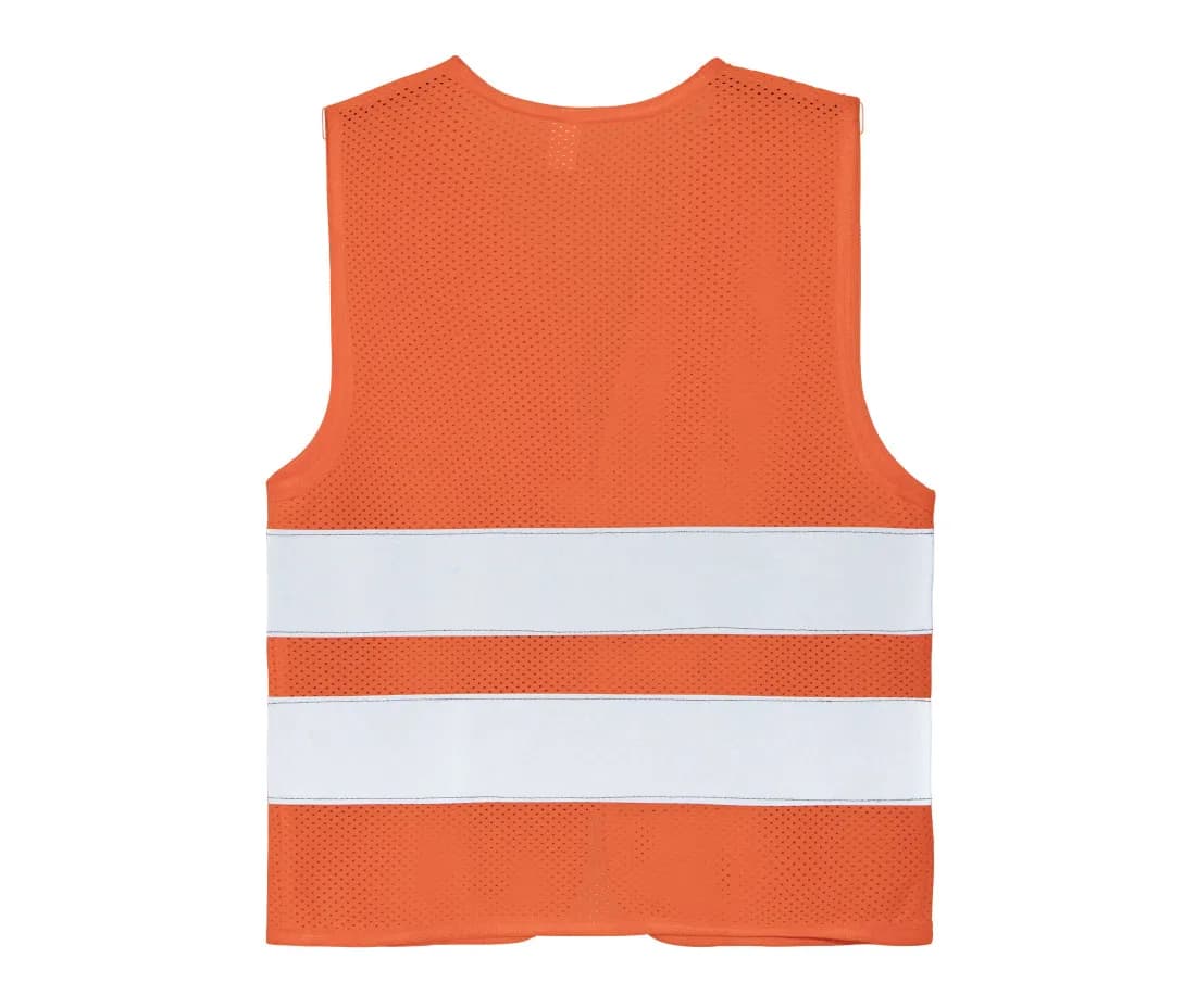 Gilet haute visibilité en filet enfant – Orange fluo – vue de dos