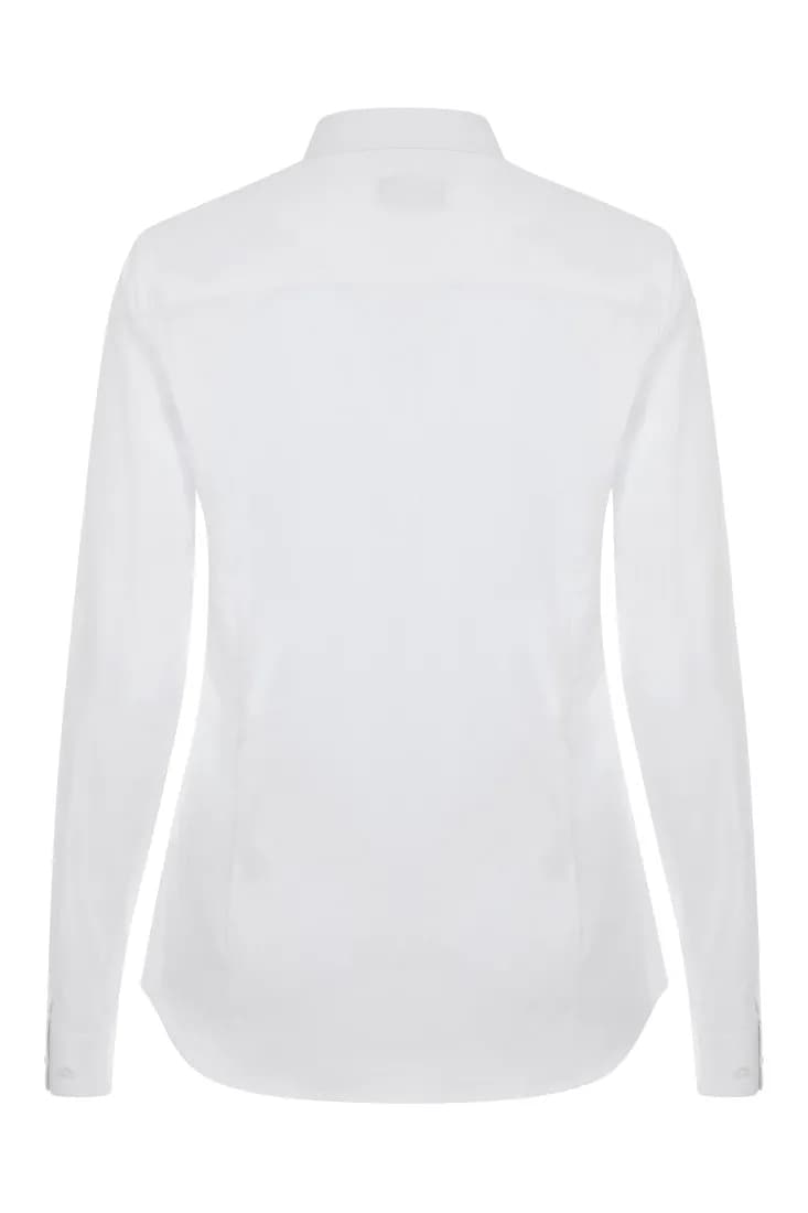 Chemise stretch manches longues femme – Blanc – vue de dos