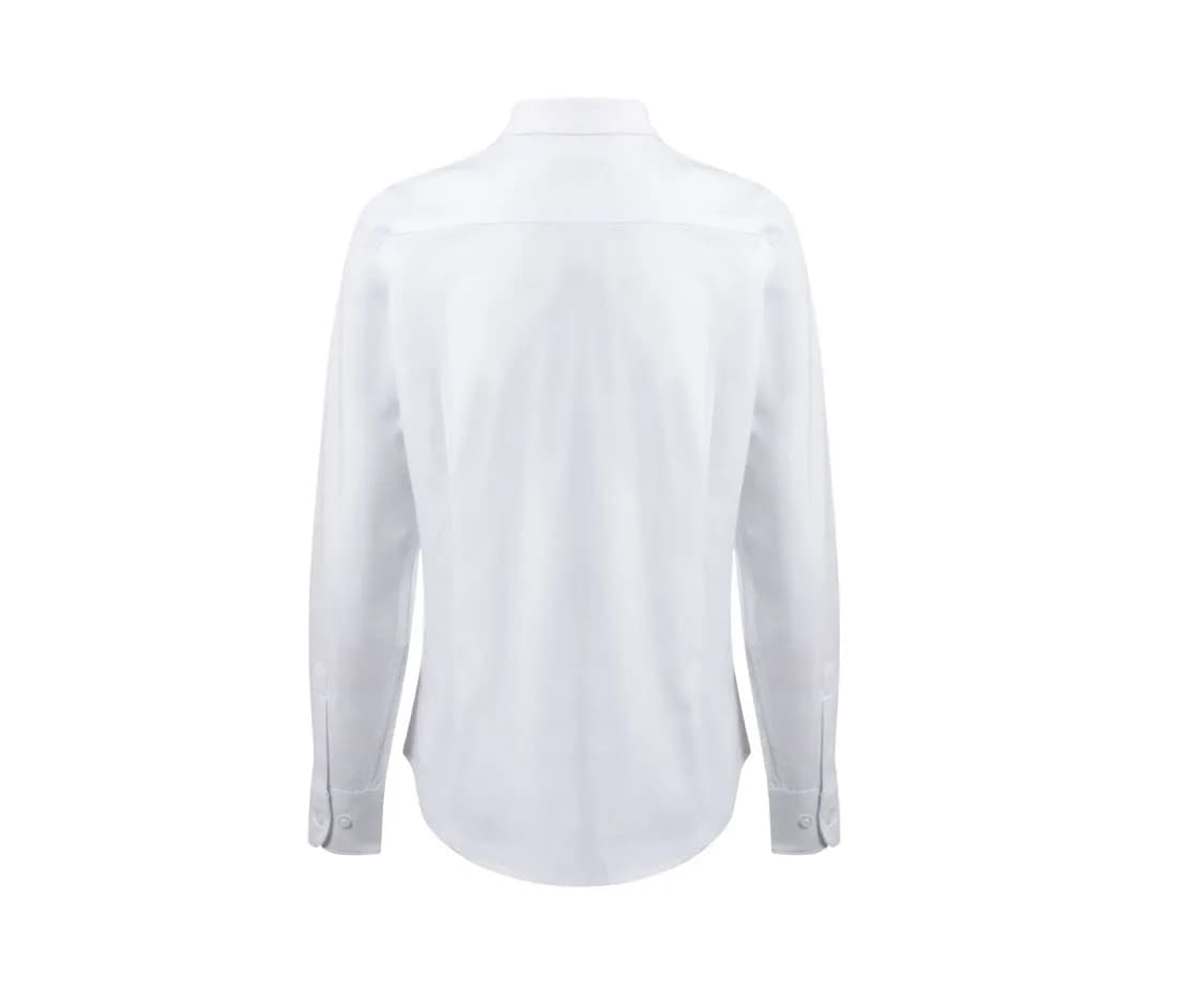 Chemise Oxford stretch manches longues femme – Blanc – vue de dos