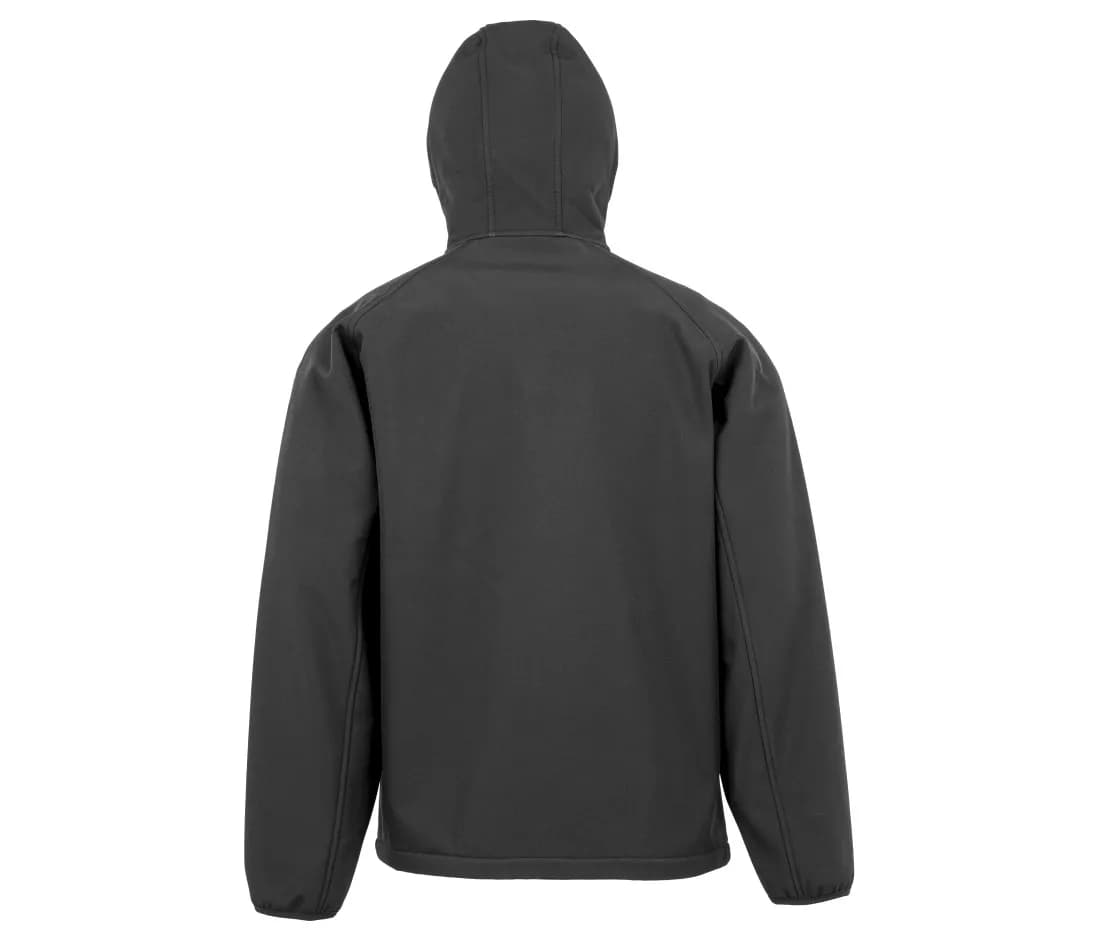 Recycelte 3-Lagen-Softshelljacke mit Kapuze – Schwarz – Rückansicht