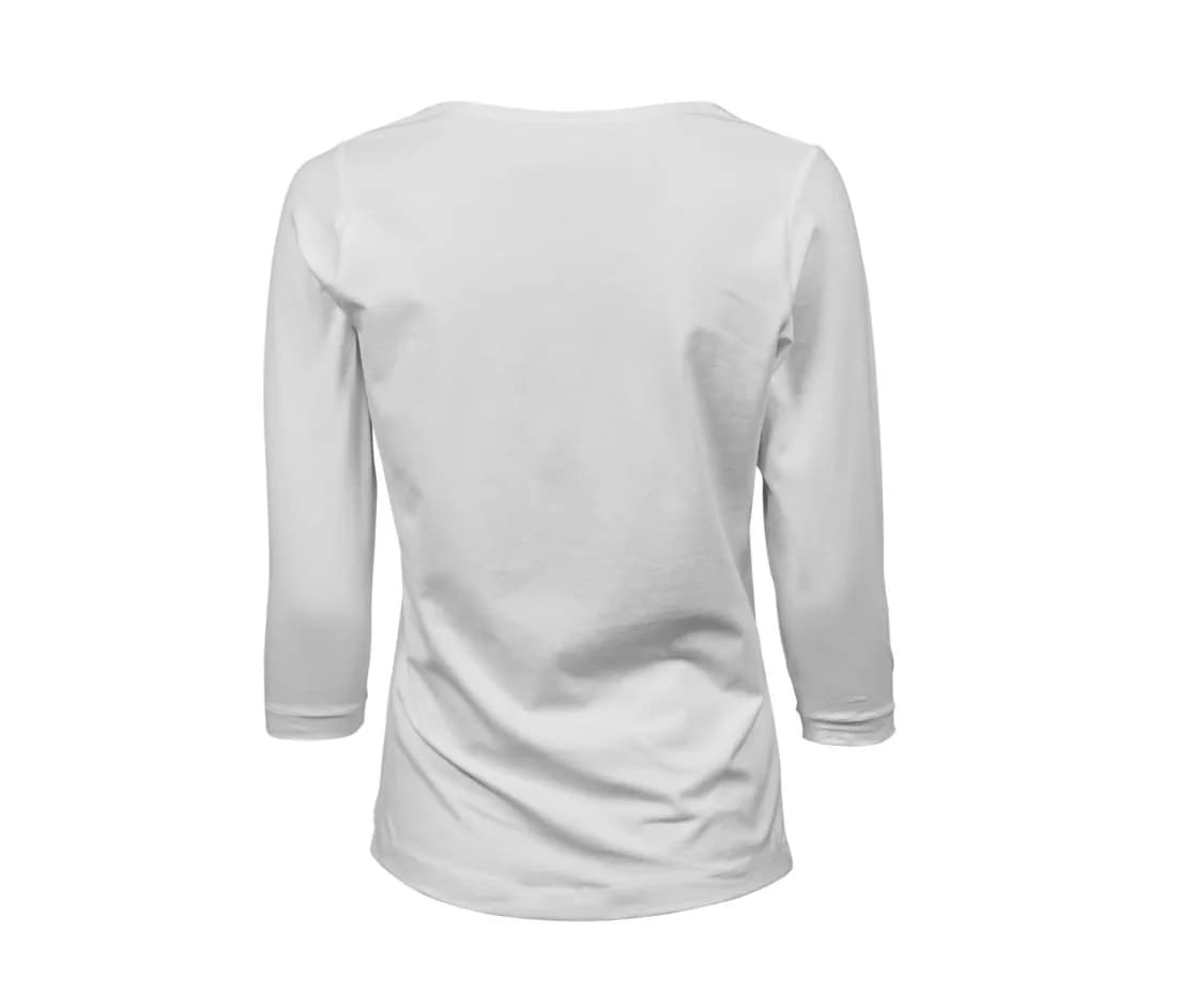 T-shirt stretch manches 3/4 femme – Blanc – vue de dos