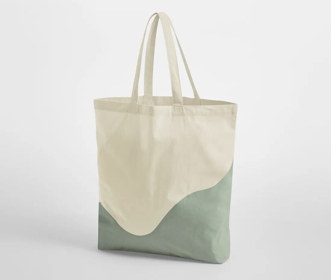 Bio-Baumwoll-Tragetasche Maxi mit Wellenprint