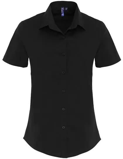 Women’s Stretch Fit Poplin Short Sleeve Cotton Shirt – Noir