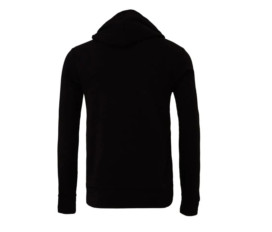 Unisex Fleece Pullover Hoodie – Schwarz – Rückansicht