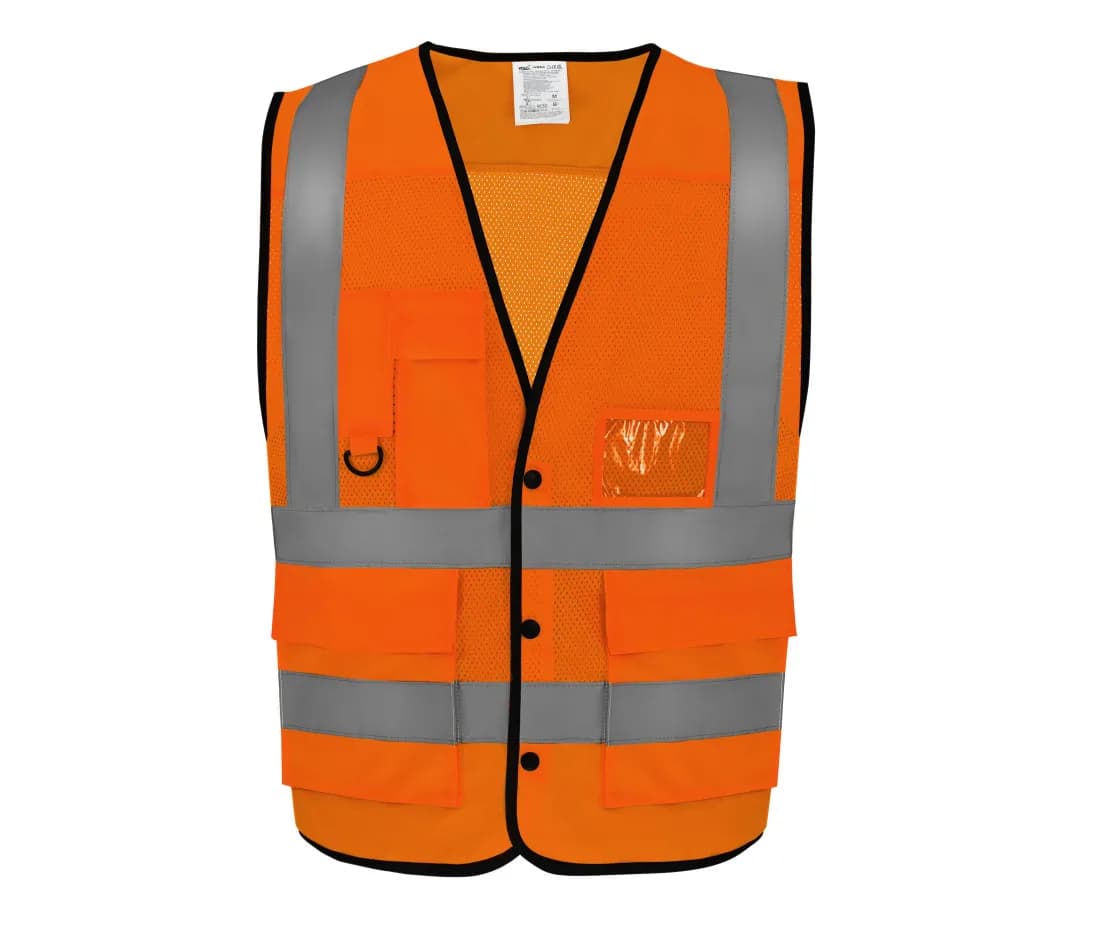 Hi Vis Superior Eco Open Mesh Button Waistcoat – Warnorange