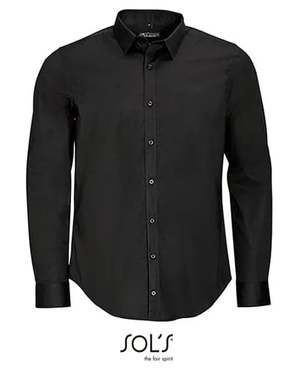Men’s Long Sleeve Stretch Shirt Blake – Noir