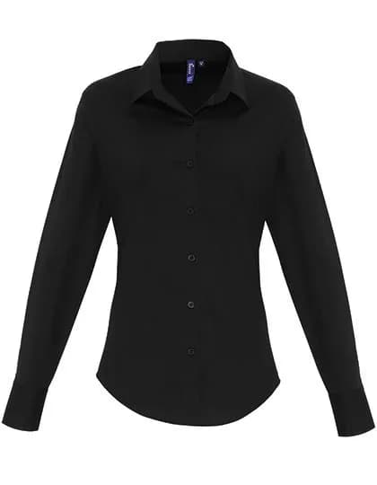 Women’s Stretch Fit Poplin Long Sleeve Cotton Shirt – Noir