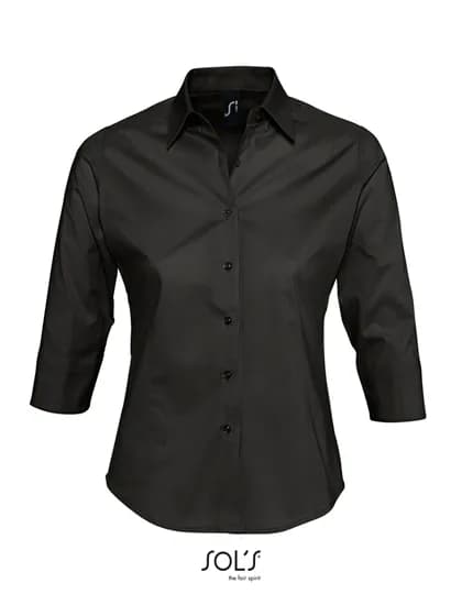 Women’s Stretch-3/4-Sleeve Blouse Effect – Noir