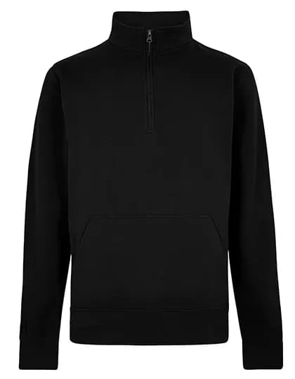 Regular Fit 1/4 Zip Pique Sweatshirt – Schwarz