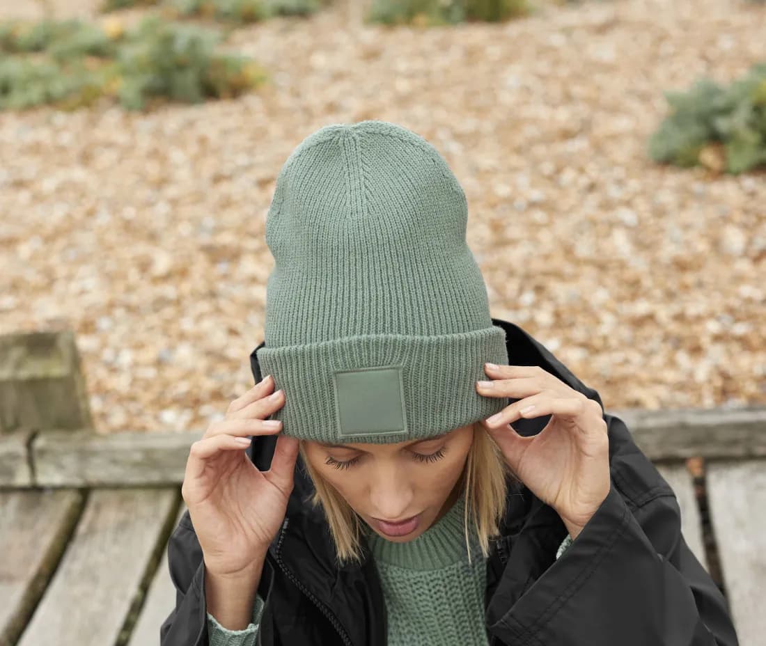 Deep Cuffed Tonal Patch Beanie