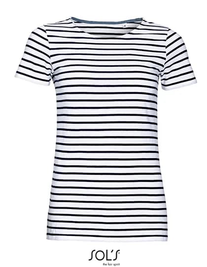 Women’s Round Neck Striped T-Shirt Miles – Blanc / Marine