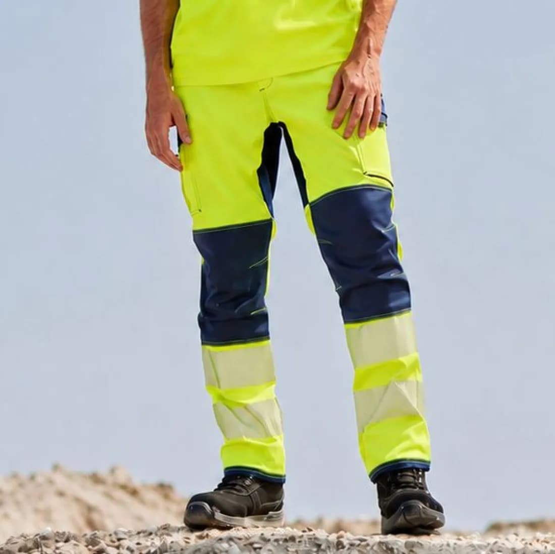 Stretch Arbeitshose mit Knieschutz & Reflexstreifen