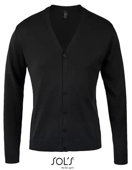 Men’s Golden V-Neck Knitted Cardigan – Schwarz