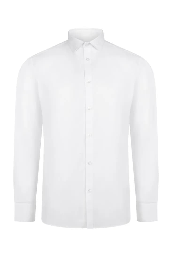 Herren Stretch-Langarmhemd – Weiss