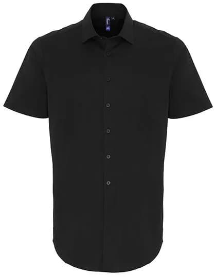 Men’s Stretch Fit Poplin Short Sleeve Cotton Shirt – Schwarz