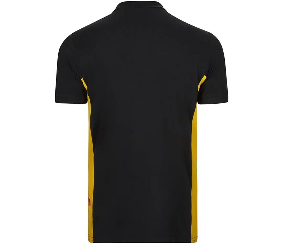 Velilla 105504 Zweifarbiges Kurzarm-Polo – Schwarz / Gelb – Rückansicht
