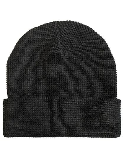 Knitted Beanie Waffle Look – Schwarz