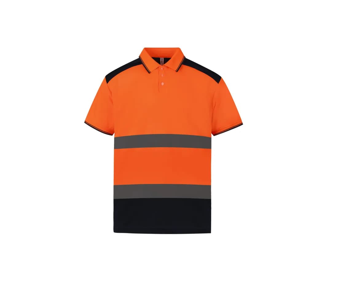 Zweifarbiges Warnschutz-Poloshirt – Warnorange / Marine