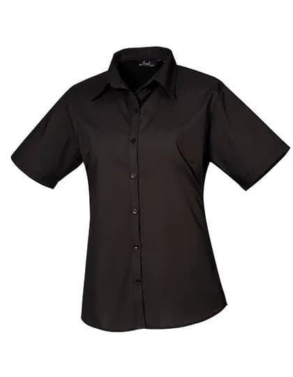 Women’s Poplin Short Sleeve Blouse – Schwarz