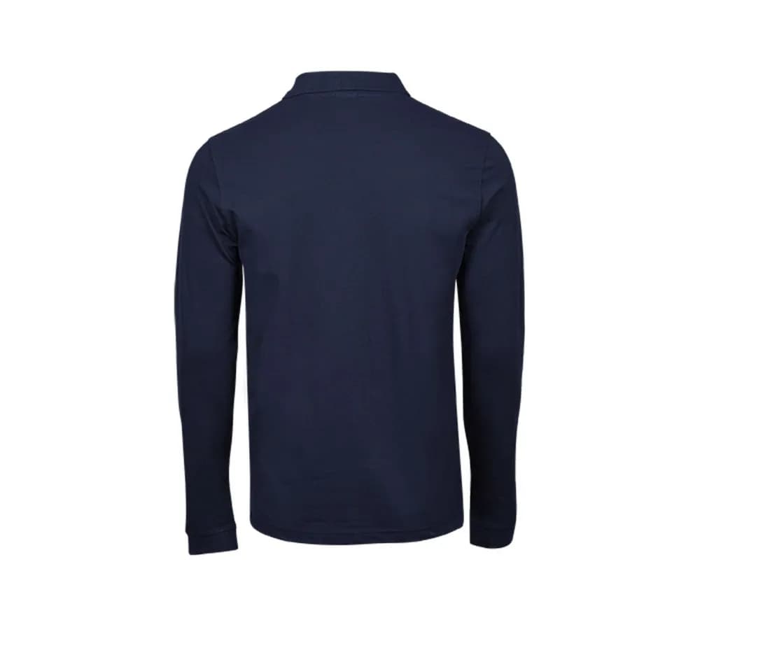 Luxury Stretch Long Sleeve Polo – Marine – vue de dos