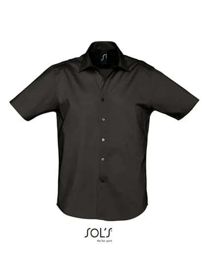 Men’s Stretch-Shirt Broadway Short Sleeve – Schwarz