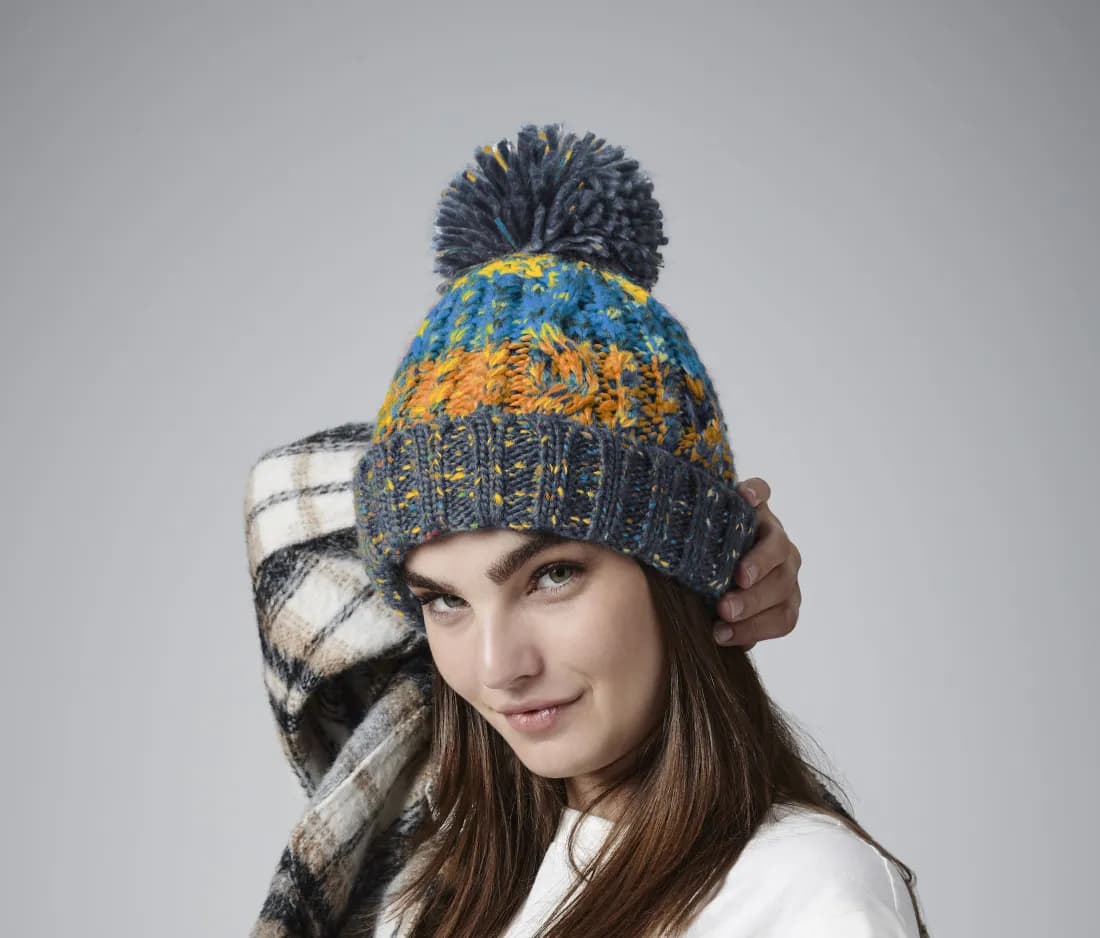 Corkscrew Pom Pom Beanie