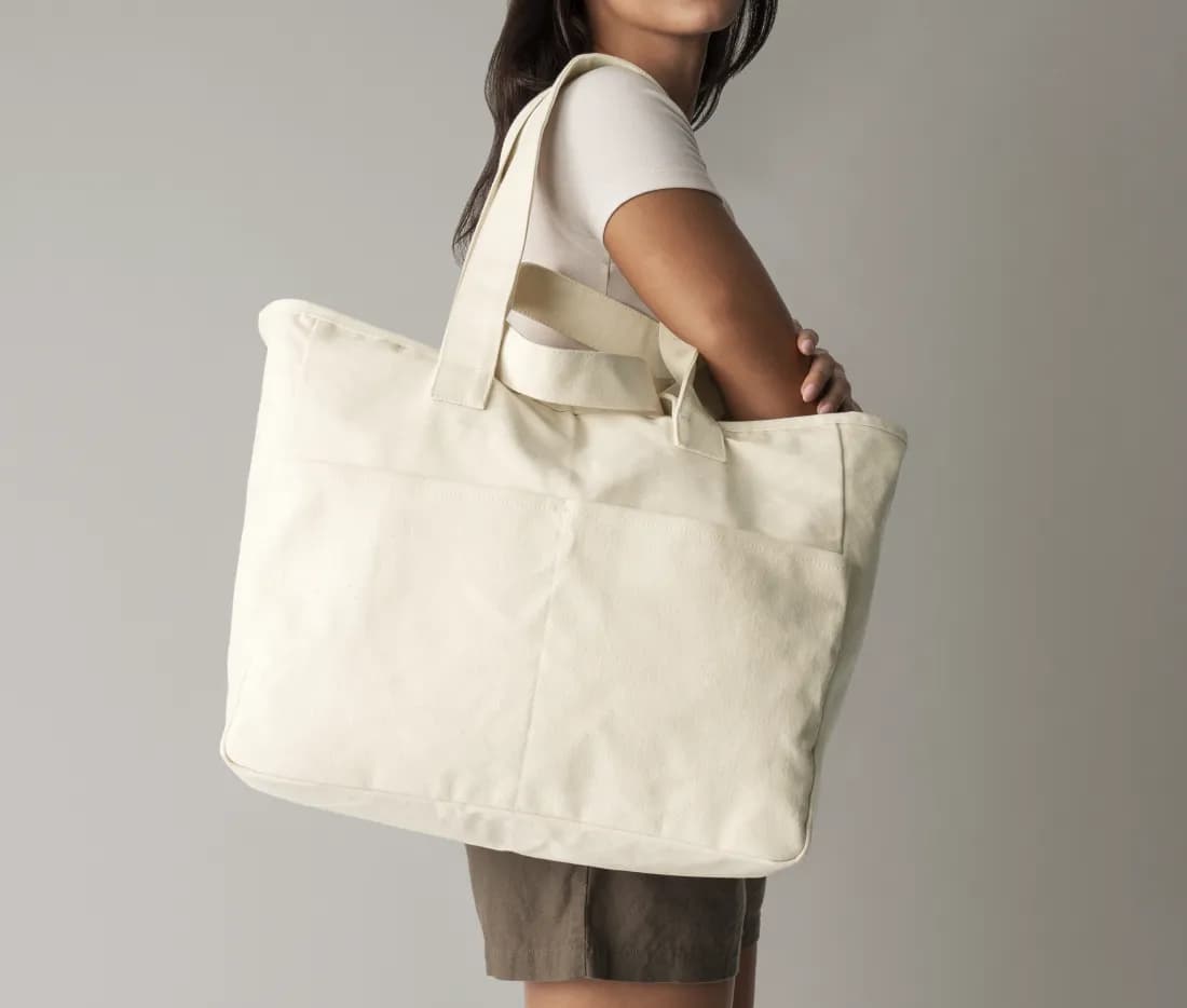 Dual Handle Cargo Pocket Tote