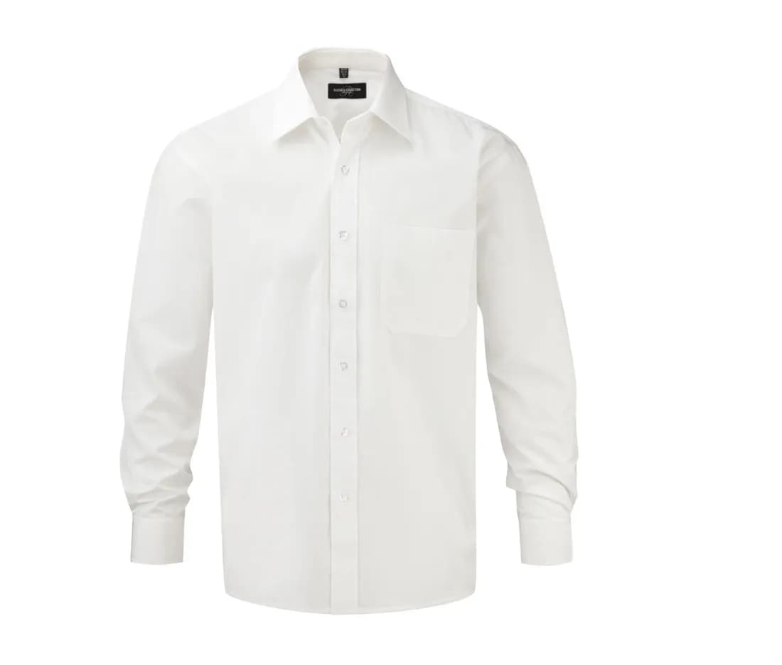 Chemise popeline coton manches longues homme – Blanc