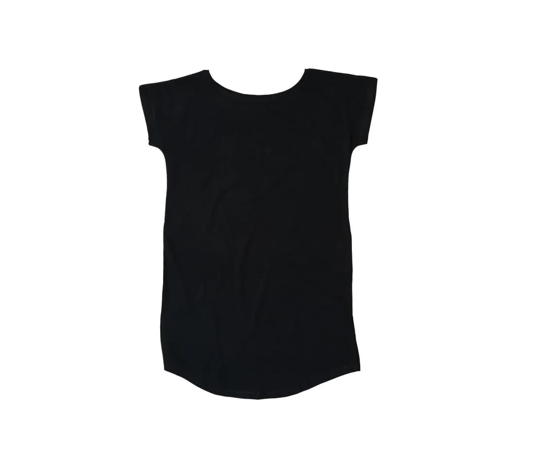 Damen weites T-Shirt-Kleid – Schwarz – Rückansicht