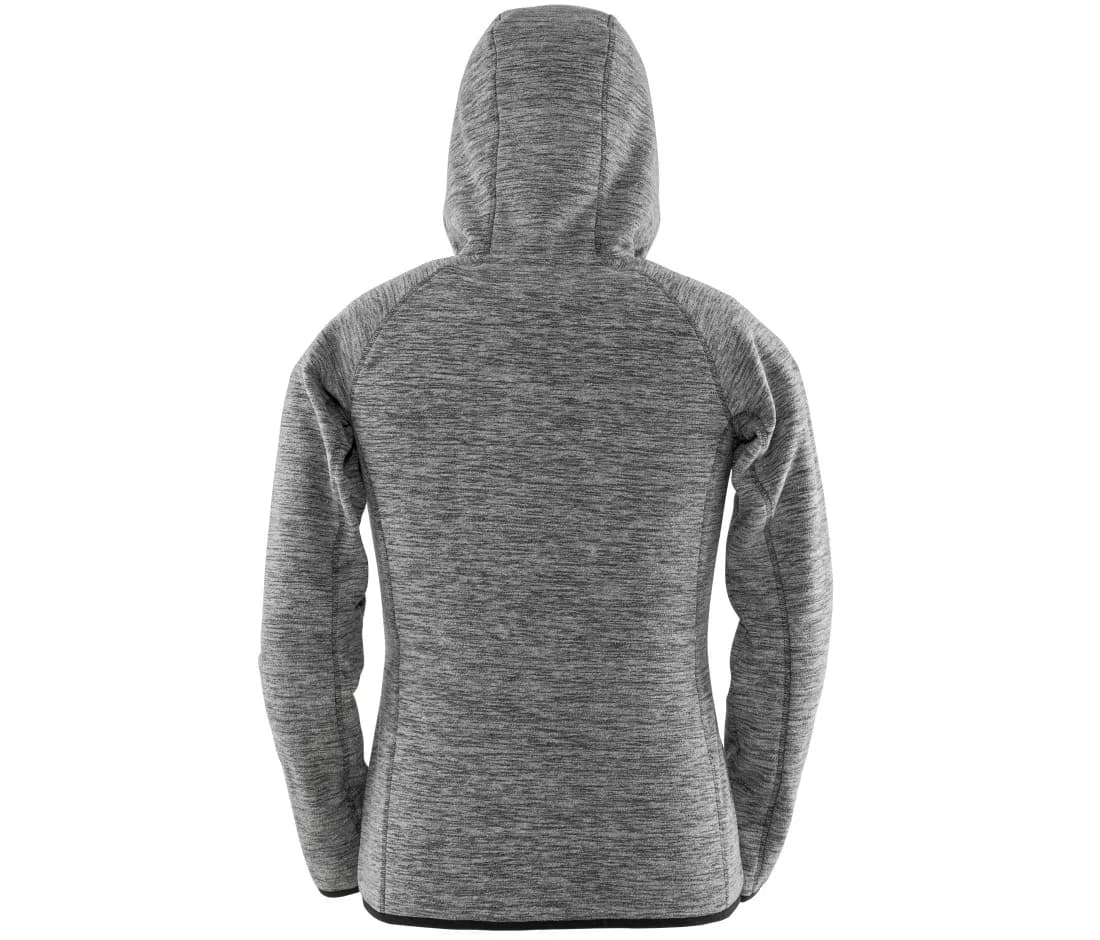 Damen Microfleece-Hoodie mit Reissverschluss – Grau / Schwarz – Rückansicht