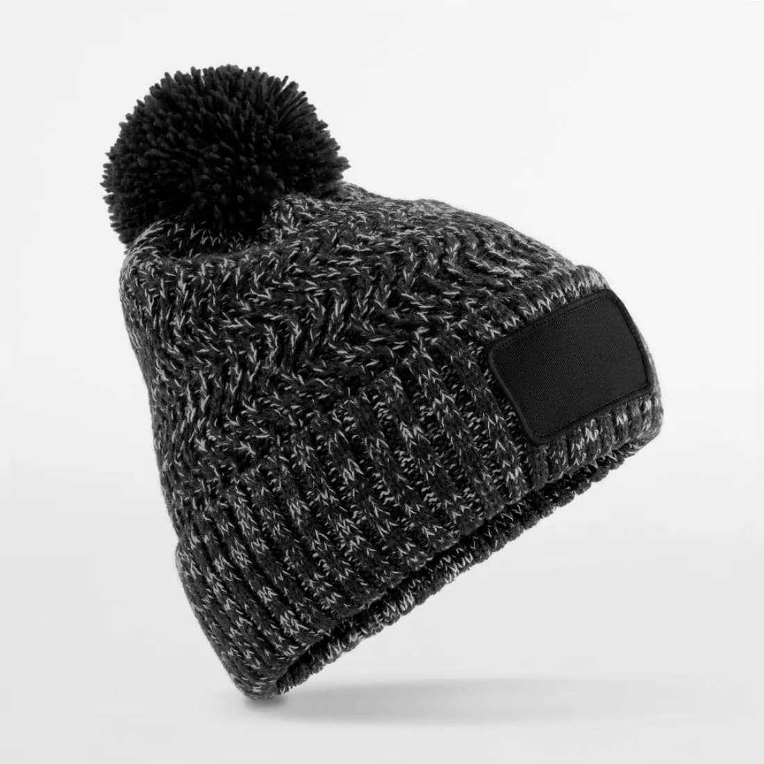 Ramble Patch Pom Beanie – Schwarz