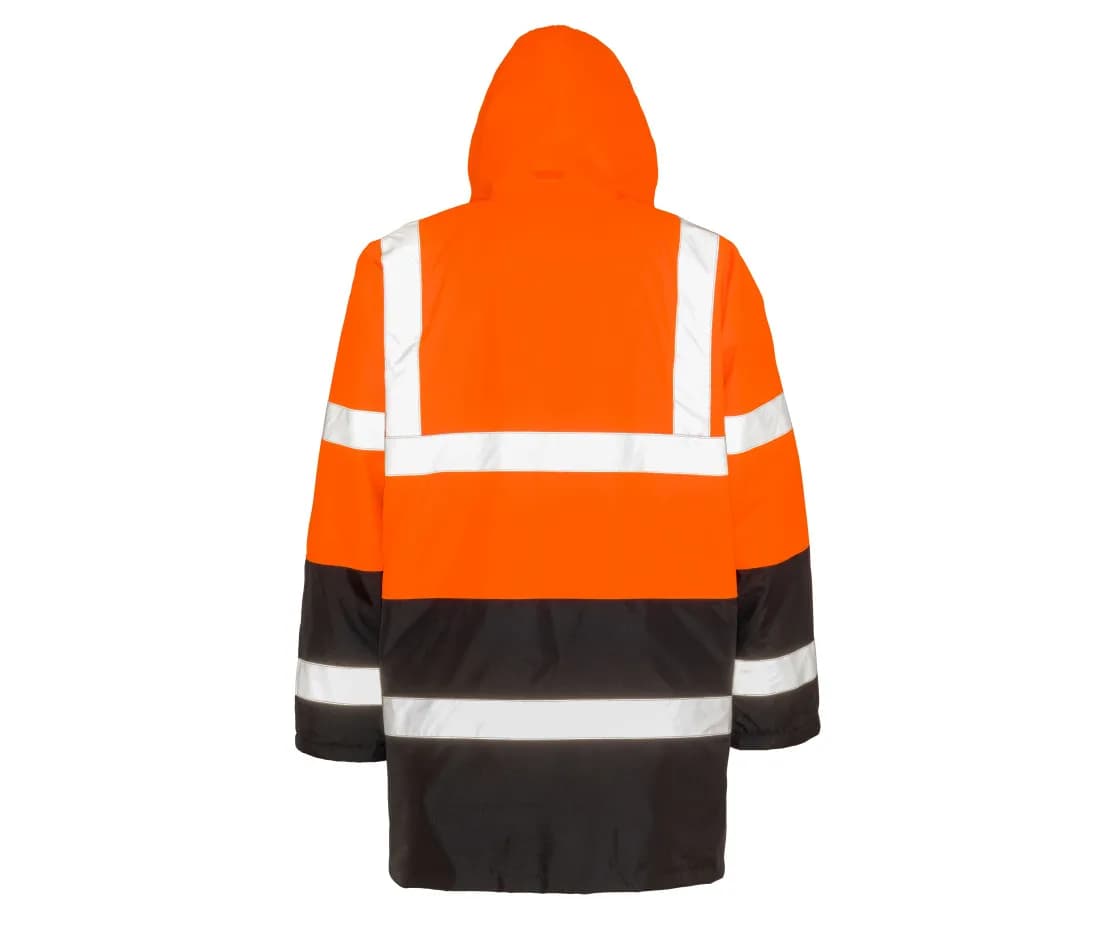 Veste haute visibilité bicolore «Motorway» – Orange fluo / Noir – vue de dos