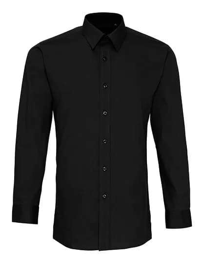 Men’s Long Sleeve Fitted Poplin Shirt – Noir