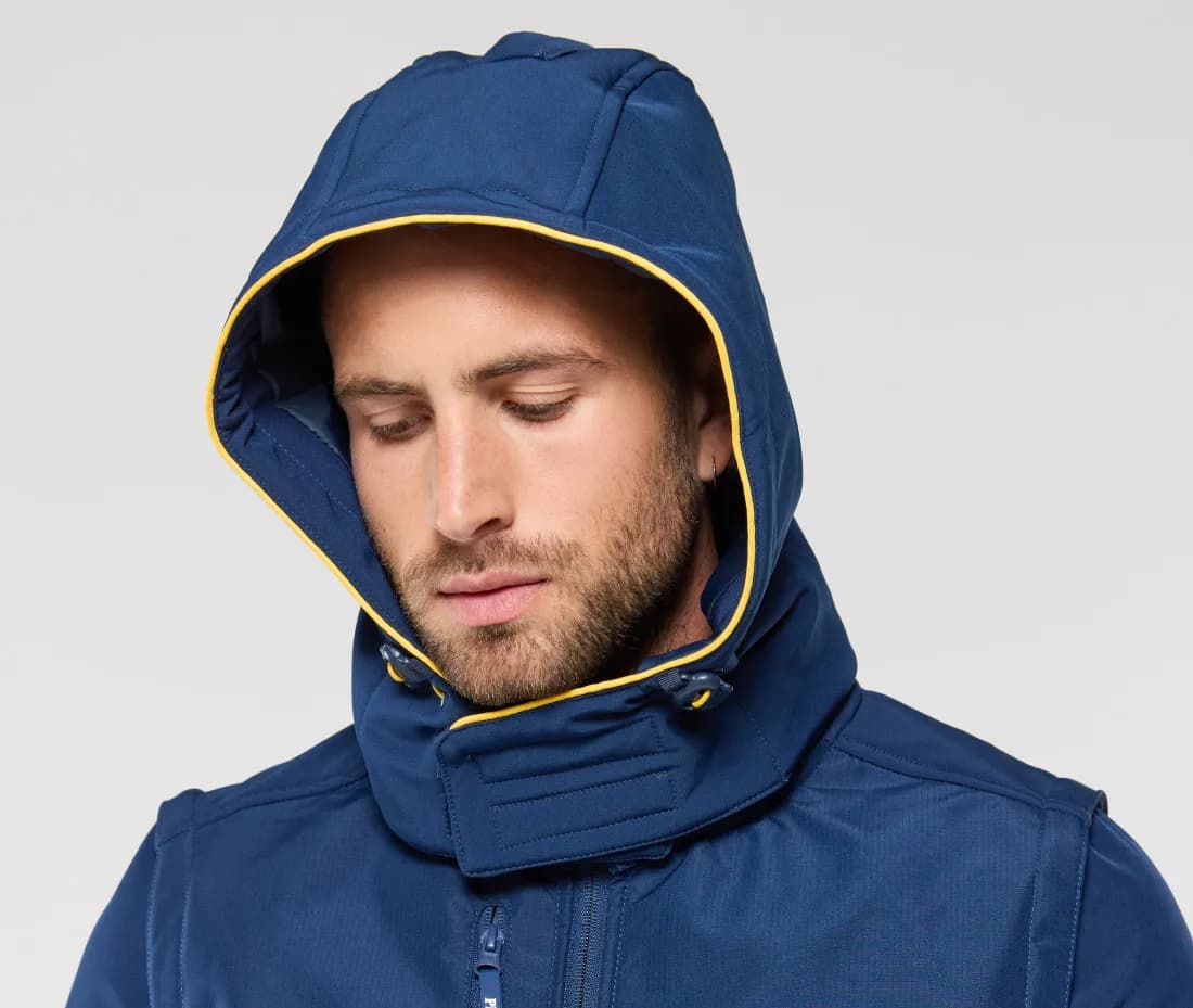 Universal Softshell Kapuze mit Kontrastpaspel